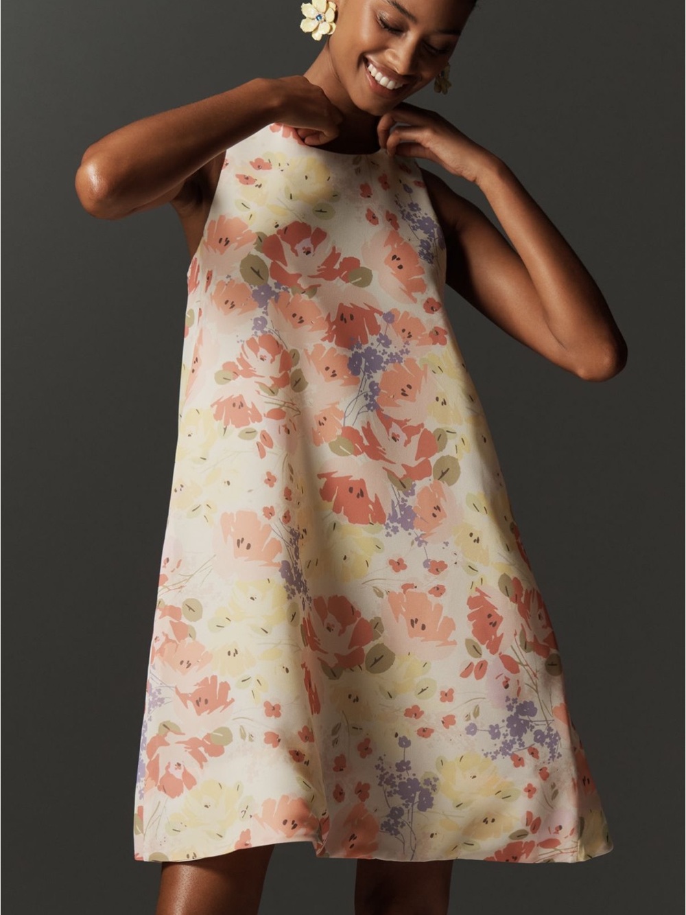 NWT Maeve Floral Mini Dress in Peach, Cream & Lavender